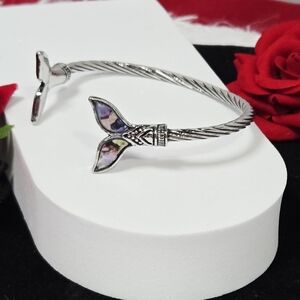 Mermaid Tail Adjustable Cuff Bracelet 🧜‍♀️✨ Colorful Tail fin Stainless Steel